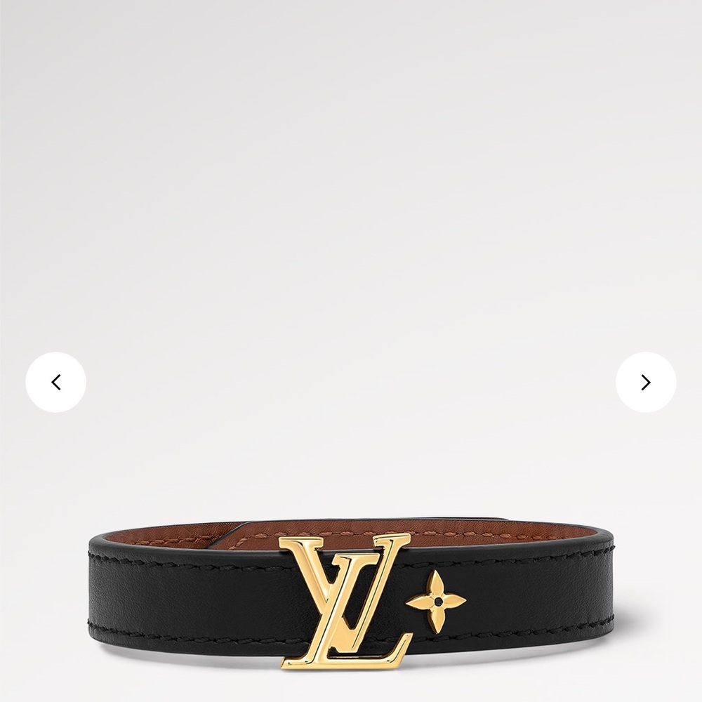 Louis Vuitton Black Leather Bracelet with Gold Emblem - Picture 8 of 15